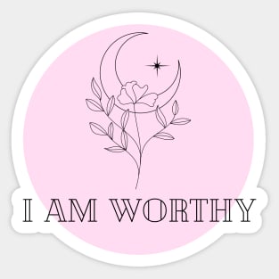 Affirmation Collection - I Am Worthy (Pink) Sticker